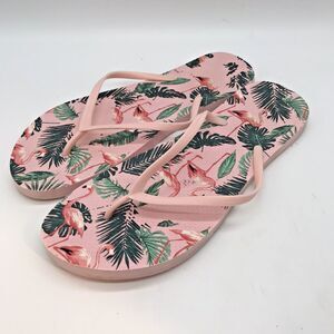 Old Navy Pink Flamingo Flip Flop Sandals Men's 11 Summer Beach Pool Cruise Thong